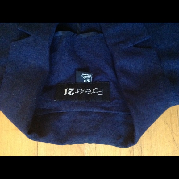 Forever 21 Women's Navy Blue Linen Blazer Size Medium - Picture 7 of 10